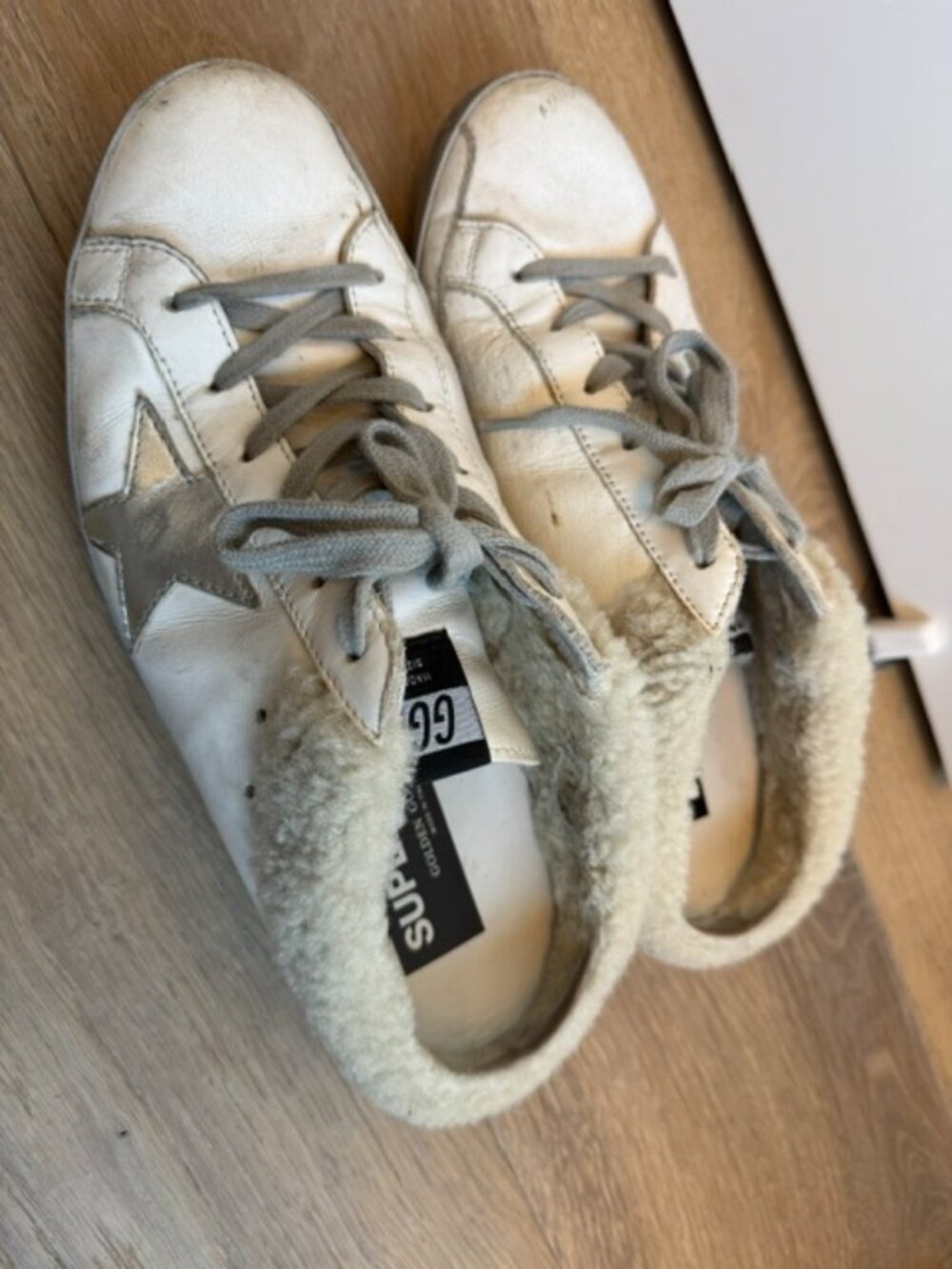 Authentic Women's Super-Star Sabot Mule in White Leather and Shearling 40/9 9.5